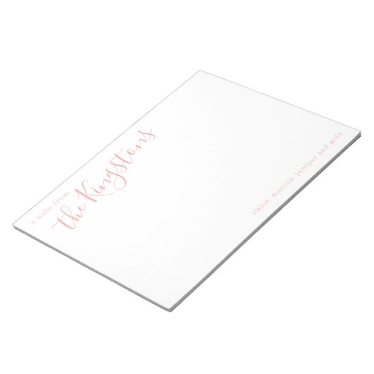 Rosen Pink-Nachname Skript-Editor Notizblock (angewinkelt)