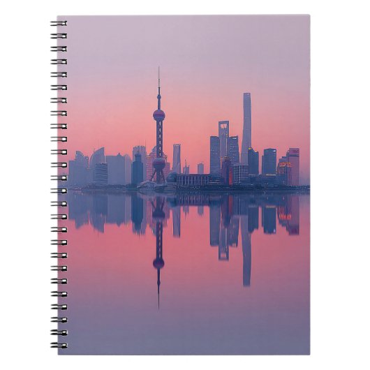 Rosen Pink Skyline Mirror Glow Notebook Notizblock (Vorderseite)