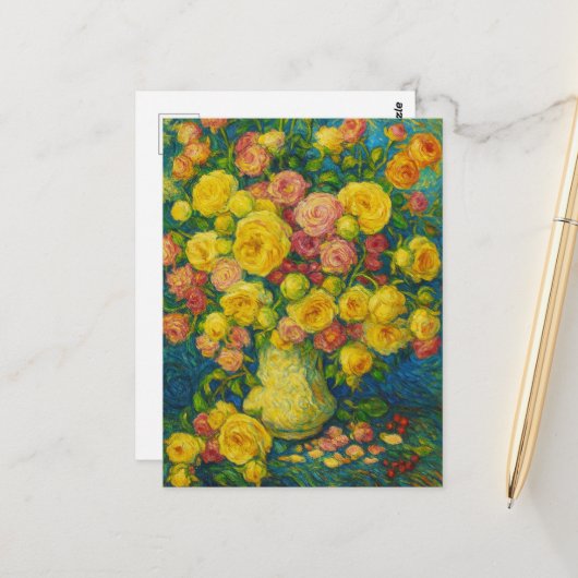 Rosen Postkarte (Vorderseite/Rückseite Beispiel)