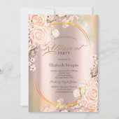 Rosen Prosecco Blüten Rose Gold Einladung (Vorderseite)