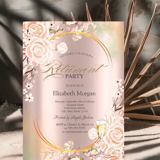 Rosen Prosecco Blüten Rose Gold Einladung