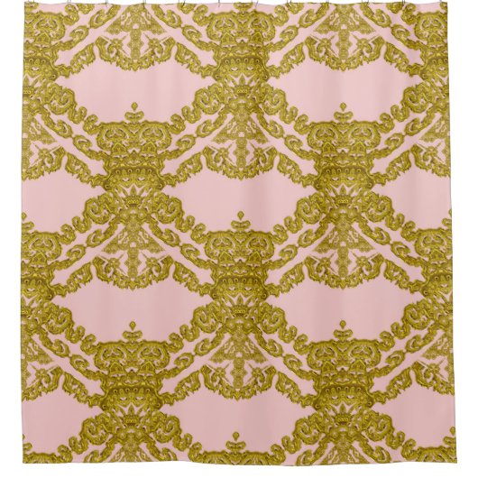 Rosen-Quarz-barockes Girly französisches Muster Duschvorhang (Vorderseite)