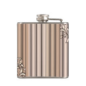 Rosen-Quarz-Damast Stripes Monogramm-Girly Flachmann (Rückseite)