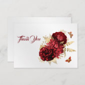 Rosen Red Gold Floral Butterfly Dankeskarte (Vorne/Hinten)