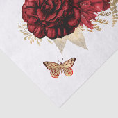 Rosen Red Gold Floral Butterfly Seidenpapier (Ausschnitt)