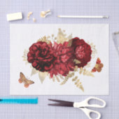 Rosen Red Gold Floral Butterfly Seidenpapier (Handwerk)