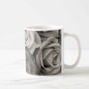 Rosen, Romantische Blumen Schwarz-Weiß-Foto Kaffeetasse