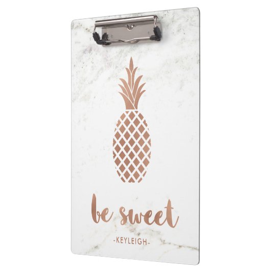 Rosen-rosa Ananas auf weißem Marmor | ist süß Klemmbrett (Links)