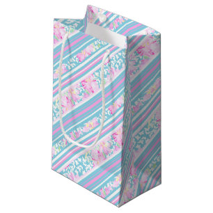 Rosen, Rosa Blau Weiße Streifen Kleine Geschenktas Geschenktüte
