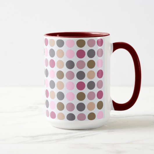 Rosen-rosa Brown-Polka-Punkt-Sahnemuster Tasse (Rechts)