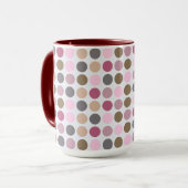 Rosen-rosa Brown-Polka-Punkt-Sahnemuster Tasse (Vorderseite Links)