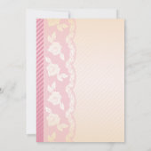 Rosen-Rosa, Elfenbein-Blumenspitze-Brautparty Einladung (Rückseite)