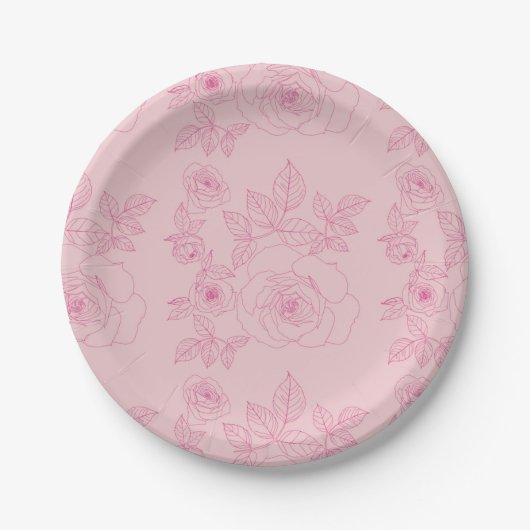 Rosen Rosa Pappteller (Vorderseite)