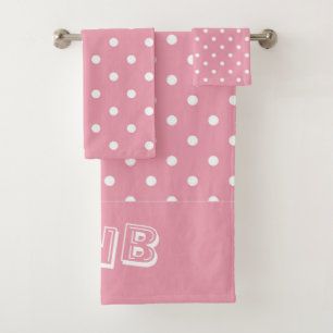 Rosen-rosa Polka-Punkte Badhandtuch Set