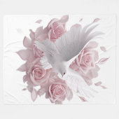 Rosen rosa + Taube Fleecedecke (Vorderseite (Horizontal))