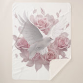 Rosen rosa + Taube Sherpadecke (Vorderseite)