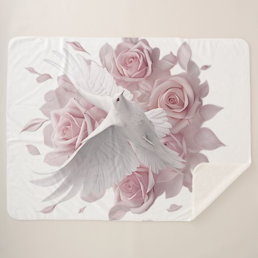 Rosen rosa + Taube Sherpadecke (Vorderseite (Horizontal))