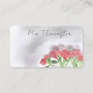 Rosen, Rose, Aquarell lila florale Visitenkarte