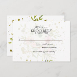 Rosen, rot und weiß, mit Goldplättchen Hochzeit RSVP Karte