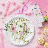 Rosen, rot und weiß, mit Goldspritze Pappteller (Party)