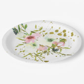 Rosen, rot und weiß, mit Goldspritze Pappteller (Schrägansicht)