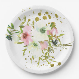 Rosen, rot und weiß, mit Goldspritze Pappteller