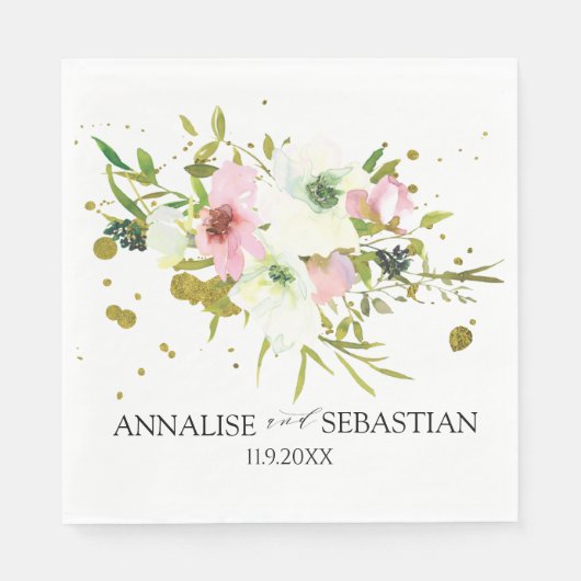 Rosen, rot und weiß, mit Goldspritze Serviette (Vorderseite)