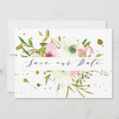 Rosen, rot und weiß, mit Goldspritzen Hochzeit Save The Date (Vorderseite)