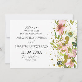 Rosen, rot und weiß, mit Goldspritzen Hochzeit Save The Date