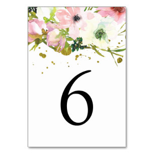 Rosen, rot und weiß, mit Goldspritzen Hochzeit Tischnummer