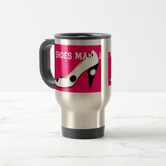 Rosen-rote hohe Mode-Schuhe Reisebecher (Vorderseite Links)