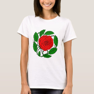 Rosen-roter T - Shirt für Frauen. Langärmlig