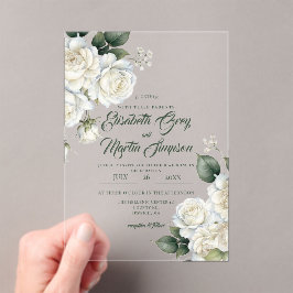 Rosen Sage Florale Hochzeit Acryleinladungen