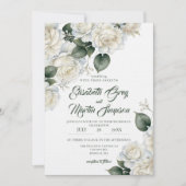 Rosen Sage Florale Hochzeit Einladung (Vorderseite)