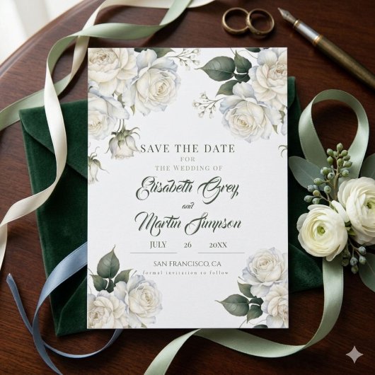 Rosen Sage Florale Hochzeit Save The Date