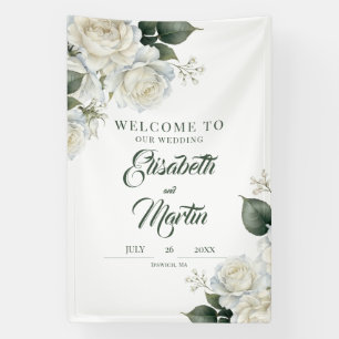 Rosen-Salbei-Blumen-Hochzeitsschild Banner