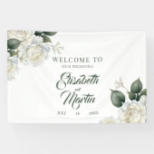 Rosen-Salbei-Blumen-Hochzeitsschild Banner (Horizontal)