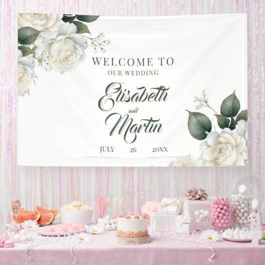 Rosen-Salbei-Blumen-Hochzeitsschild Banner (Party)
