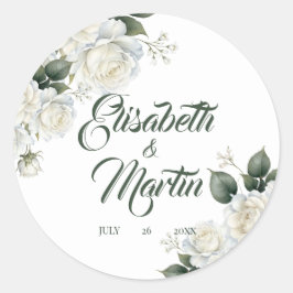 Rosen Salbei Florale Hochzeit Runder Aufkleber