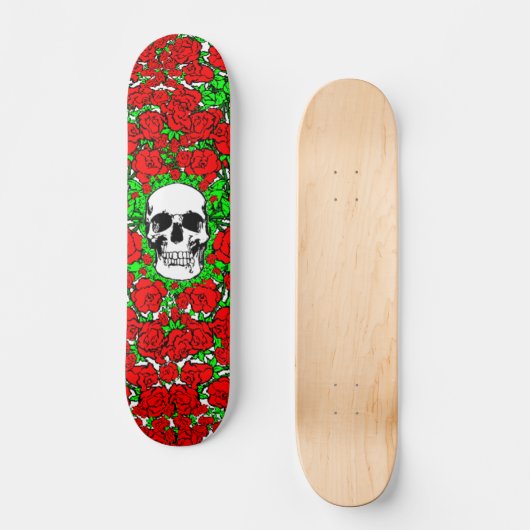 Rosen-SchädelSkateboard Skateboard (Vorderseite)