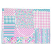 Rosen, Schmetterlinge Faux Patchwork Große Geschen Geschenktüte (Rückseite)