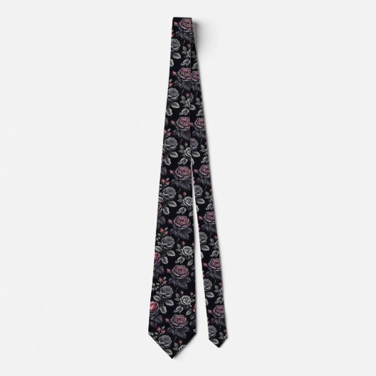 Rosen Schwarz Pink  Krawatte (Vorderseite)