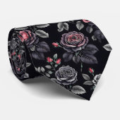 Rosen Schwarz Pink  Krawatte (Gerollt)