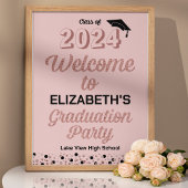 Rosen Script Confetti Grad Party Pink Begrüßungsze Poster