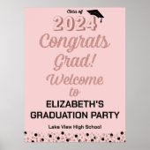 Rosen Script-Glückwunsch Grad Pink Begrüßungszeich Poster (Vorne)