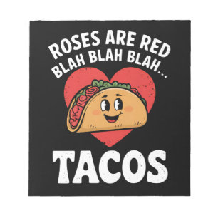Rosen sind rot Blah Tacos Lustiger Valentinstag Notizblock