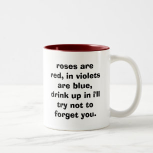 Rosen sind rot, in den Veilchen sind blau, Getränk Zweifarbige Tasse