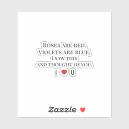 Rosen sind rot Valentinstag - I ♥ U Lustig Romanti Aufkleber