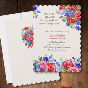 Rosen sind Rot Vintage Floral Brautdusche Einladung
