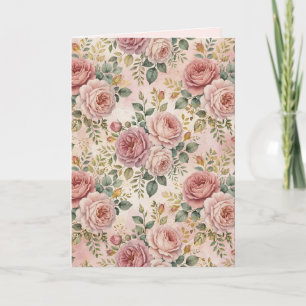 Rosen Staubrose Eleganter Charme Salbeigrün Gold Karte